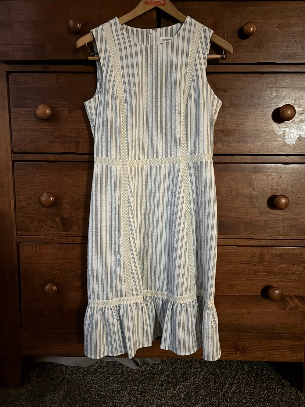 Sleeveless Blue & White Striped Summer Dress